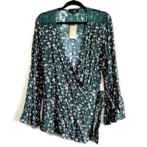 Suzanne Betro Floral Print Wrap Front Top